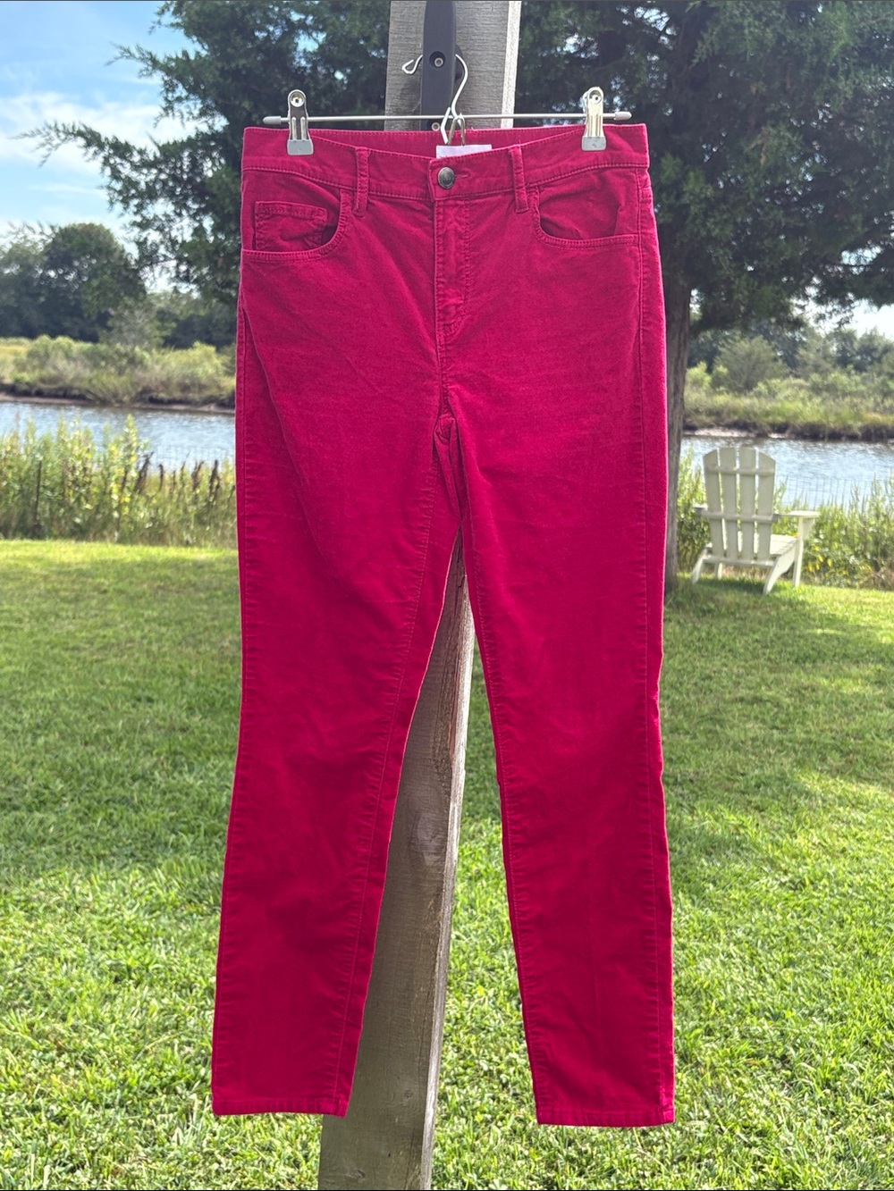 LOFT Lightweight Corduroy or Velour Straight Pants Fuchsia Size 26